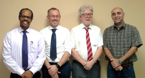  From  left to right: Milton Haughton, CRFM Executive Director; Dr. &Aring;ge H&oslash;ines, Senior Scientist, Institute of Marine Research, Norway; Dr. Joh&aacute;n Williams, Special Director, Norwegian Ministry of Fisheries and Coastal Affairs; and Hon. Dr. Omar Figueroa, Minister of State in the Ministry of Agriculture, Fisheries, Forestry, the Environment and Sustainable Development and Climate Change, Belize